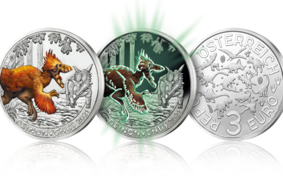 3€ 2021 de l’austrian Mint dédiée au Deinonychus antirrhopus