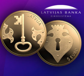 2021 latvian €5 Key coin