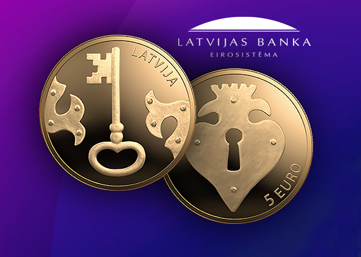 2021 latvian €5 Key coin