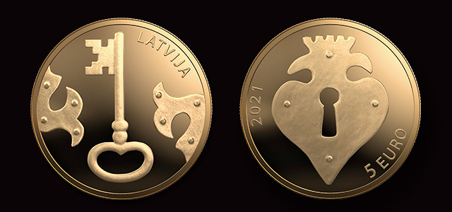 2021 latvian €5 Key coin