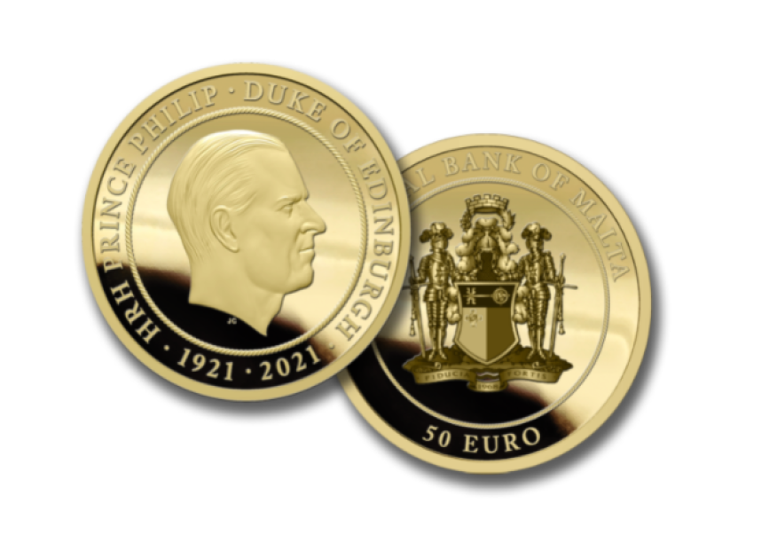 Pièce en or de 50€ maltaise 2021 célébrant le Prince Philippe
