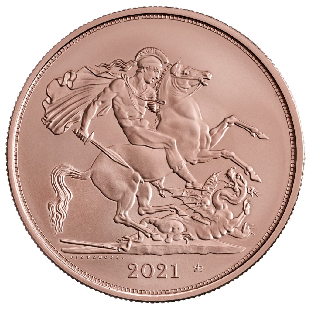 The 2021 very valuable Five-Sovereign coin from Royal Mint