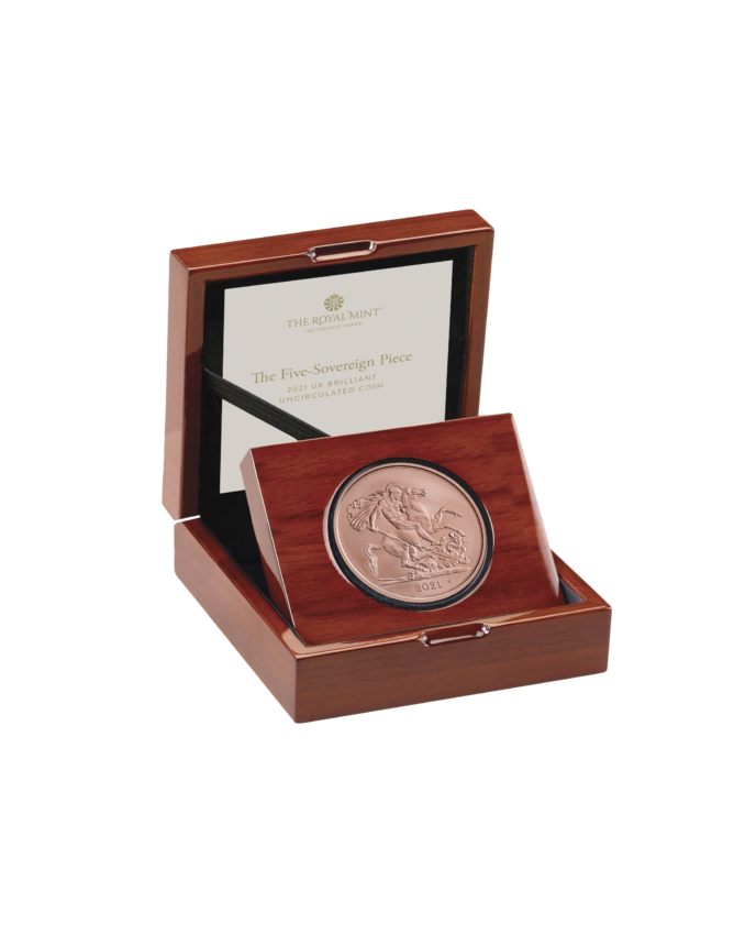 The 2021 very valuable Five-Sovereign coin from Royal Mint