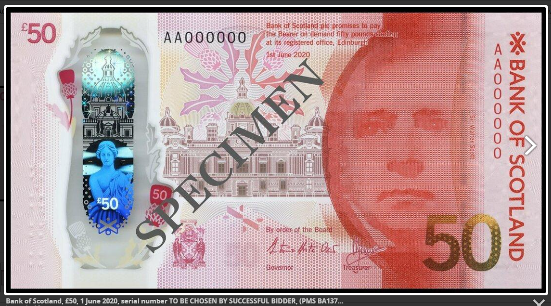 A Charity Auction of Bank of Scotland £50 Notes at SPINK LONDON