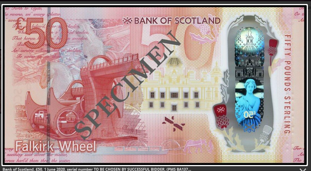 A Charity Auction of Bank of Scotland £50 Notes at SPINK LONDON