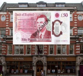 New £50 TURING banknote, sold for £13 000 at SPINK LONDON