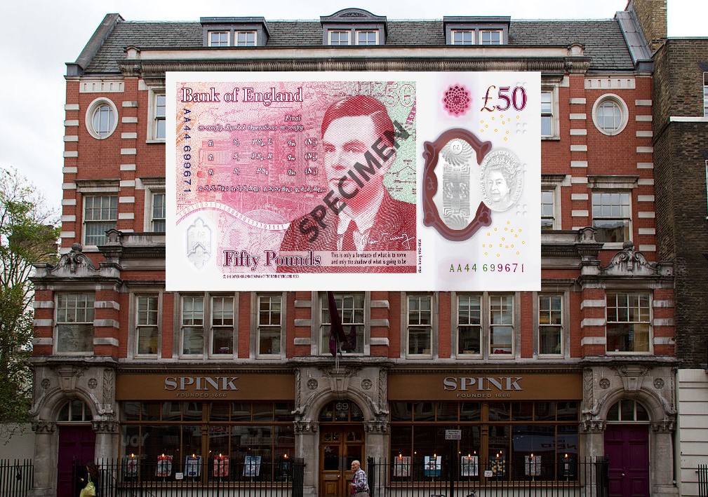 New £50 TURING banknote, sold for £13 000 at SPINK LONDON
