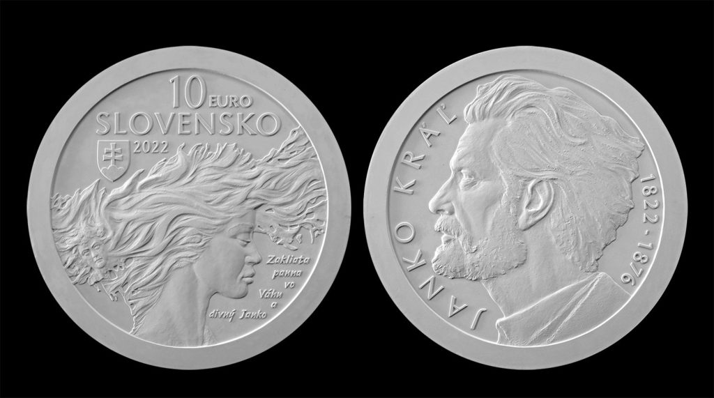 2022 slovak €10 silver coin - 200 years of JANKO KRAL's birth