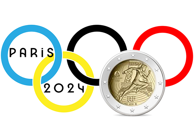 2021 €2  coin “2024 – The handing-over of the Olympic flag “, by Monnaie de Paris 2021