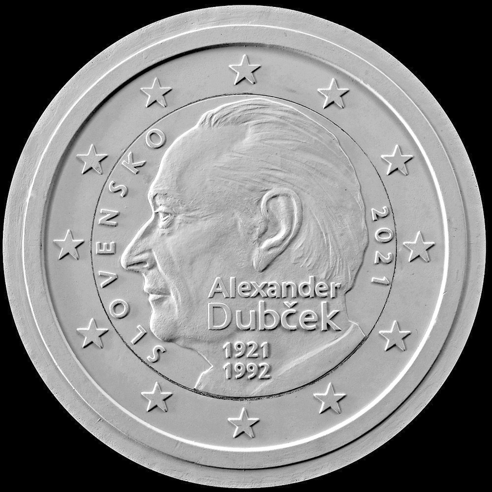 2021 slovak €2 coin celebrating 100th anniversary of DUBCEK's birth