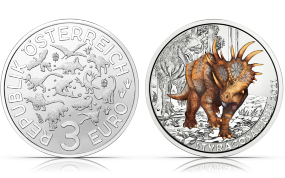 2021 €3 “STYRACOSAURUS ALBERTENSIS” from Austrian Mint