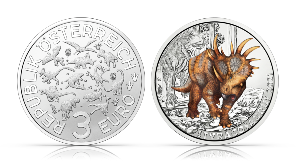 2021 €3 “STYRACOSAURUS ALBERTENSIS” from Austrian Mint