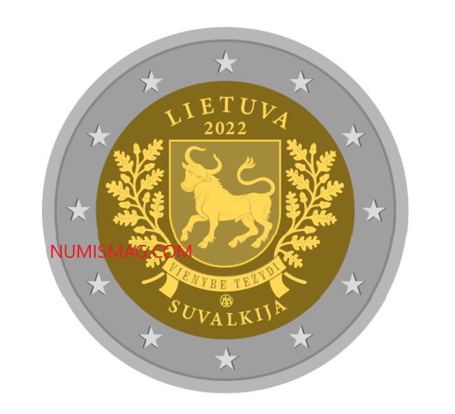 2022 lithuanian €2 coin - SUVALKIJA region from ROLANDAS RIMKUNAS