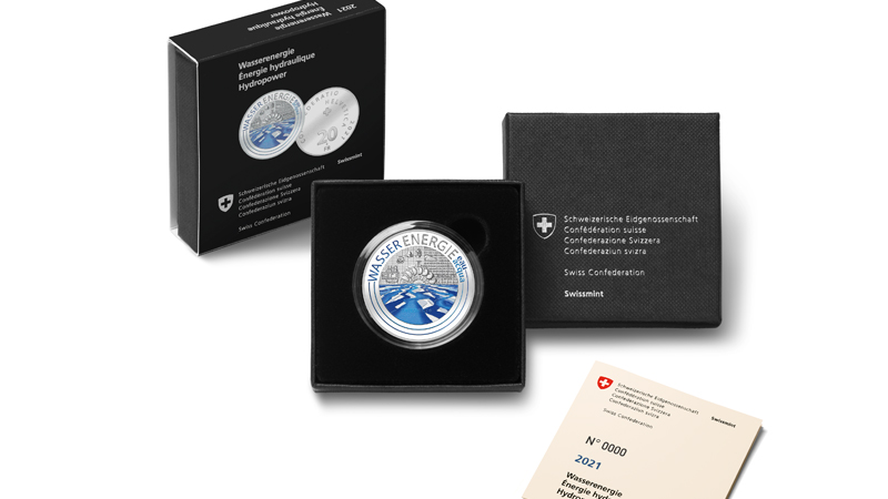 2021 silver colorfull and fluo coin Hydropower from SWISSMINT