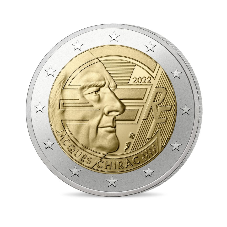 2022 french €2 dedicated to head of State Jacques CHIRAC and euro changeover