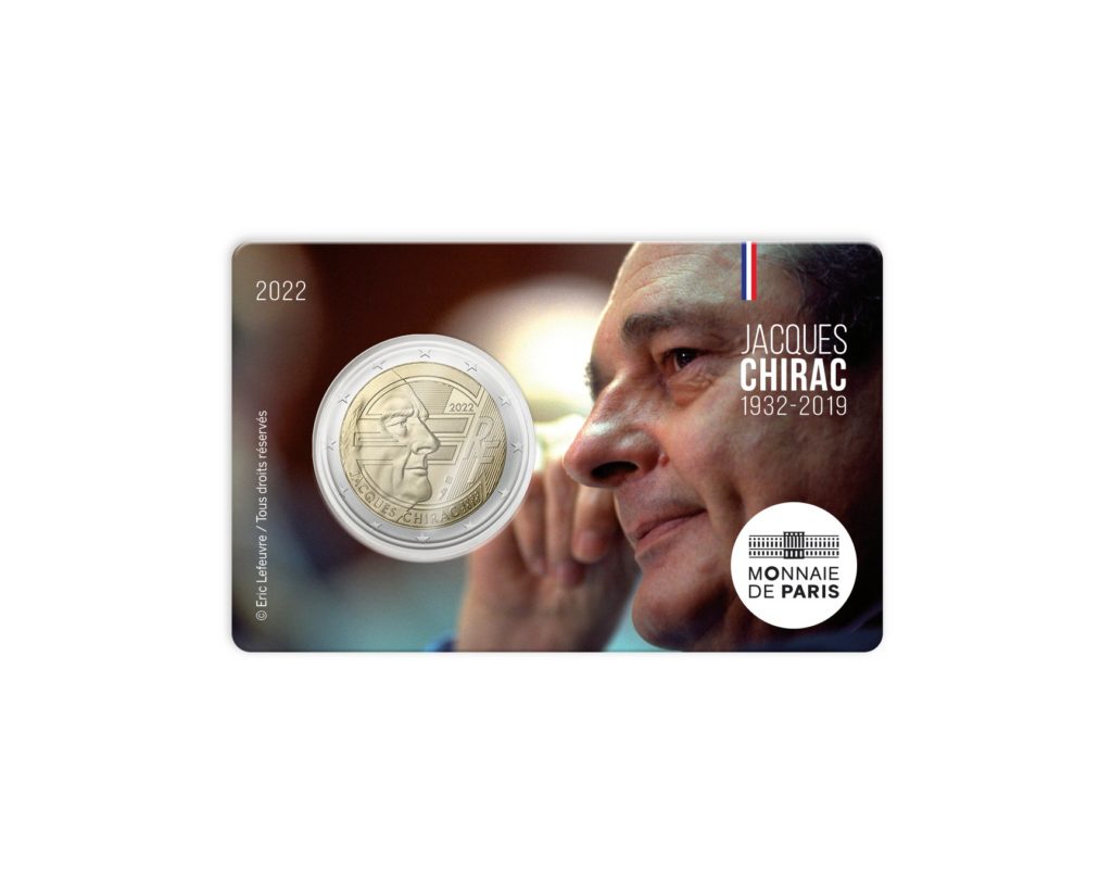 2022 french €2 dedicated to head of State Jacques CHIRAC and euro changeover