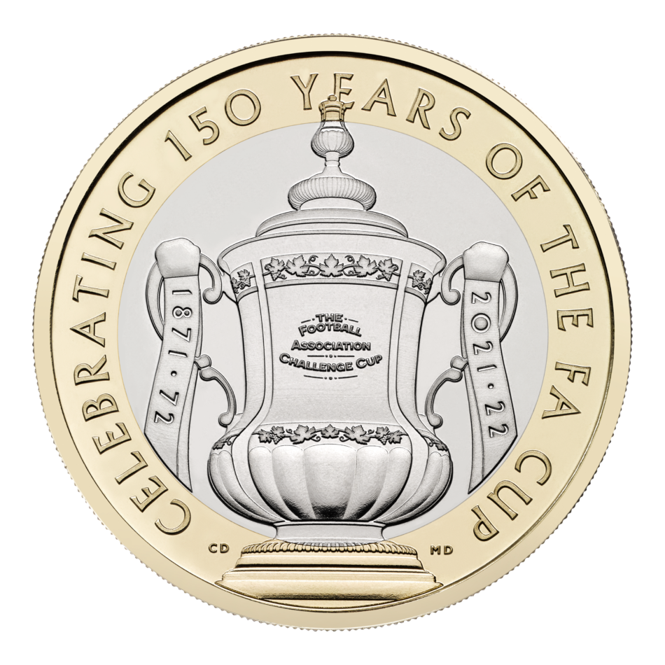 Commemorative £2 coin celebrating 150 Years of the FA Cup
