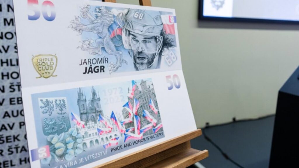 Billet commémoratif tchèque de 50 couronnes dédié à Jaromír Jágr