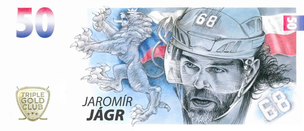 Billet commémoratif tchèque de 50 couronnes dédié à Jaromír Jágr