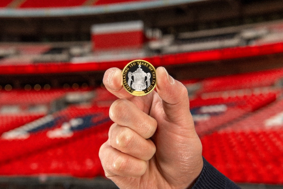 Commemorative £2 coin celebrating 150 Years of the FA Cup