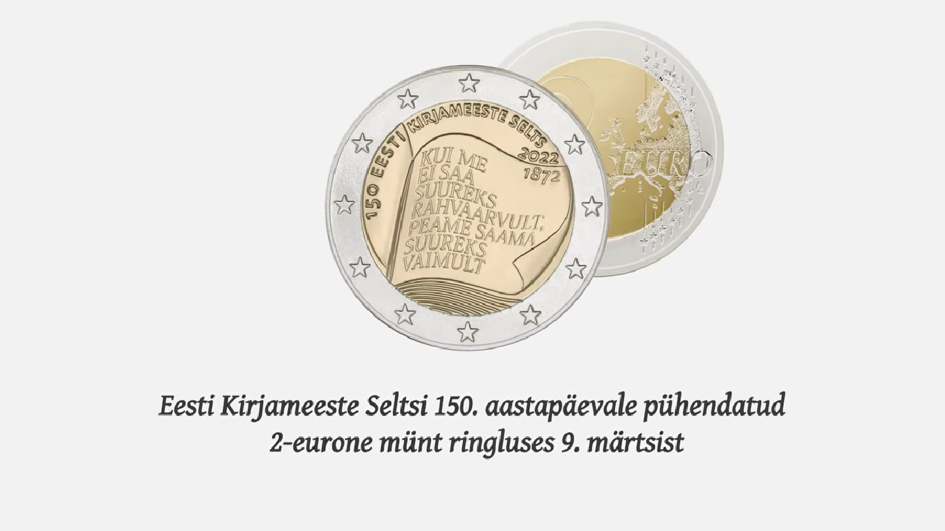 Estonie: 2€ commémorative 150 ans de la société littéraire estonienne