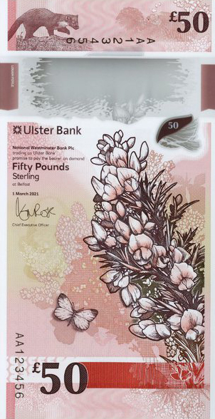 2022 New £50 polymer banknote from Ulster Bank