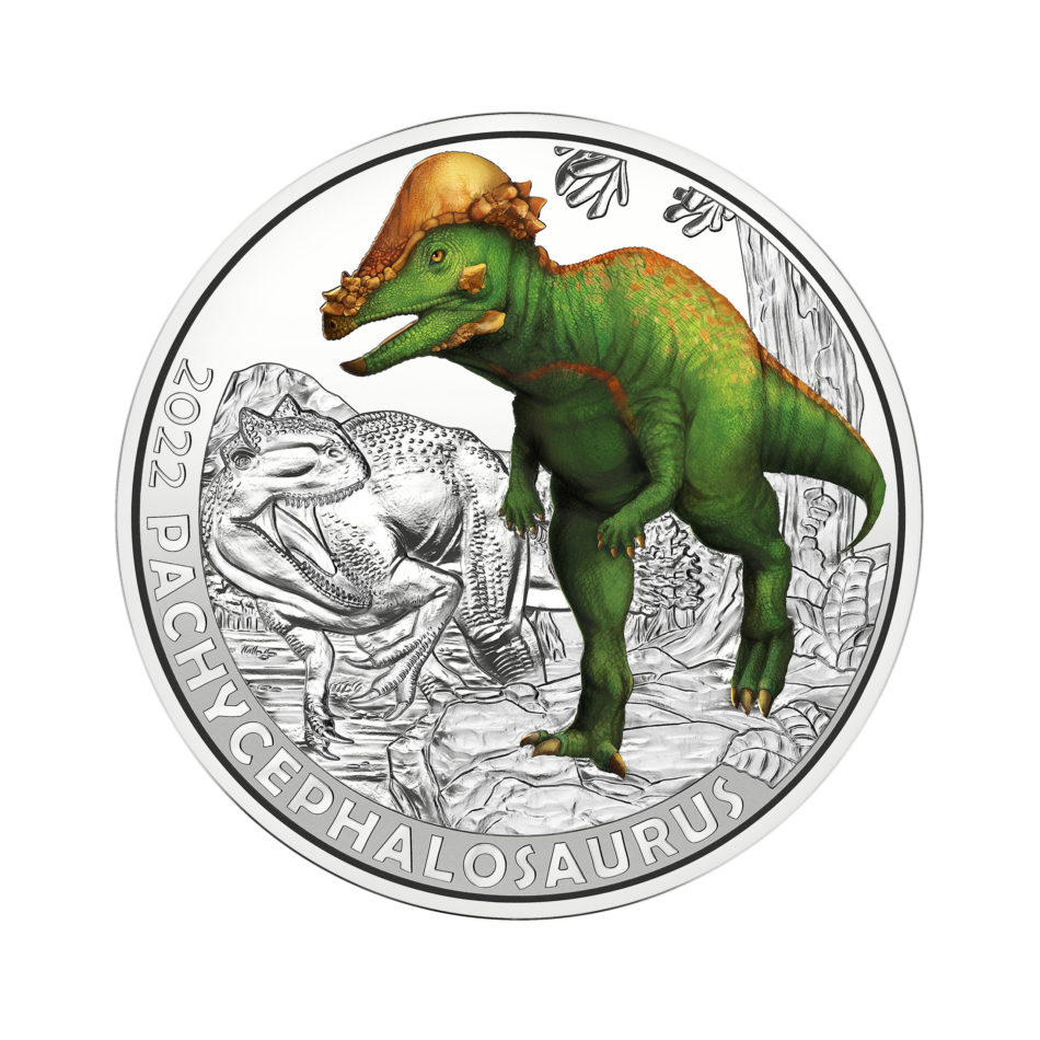 2022 Austrian €3 coin - Pachycephalosaurus wyomingensis