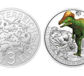 2022 Austrian €3 coin – Pachycephalosaurus wyomingensis