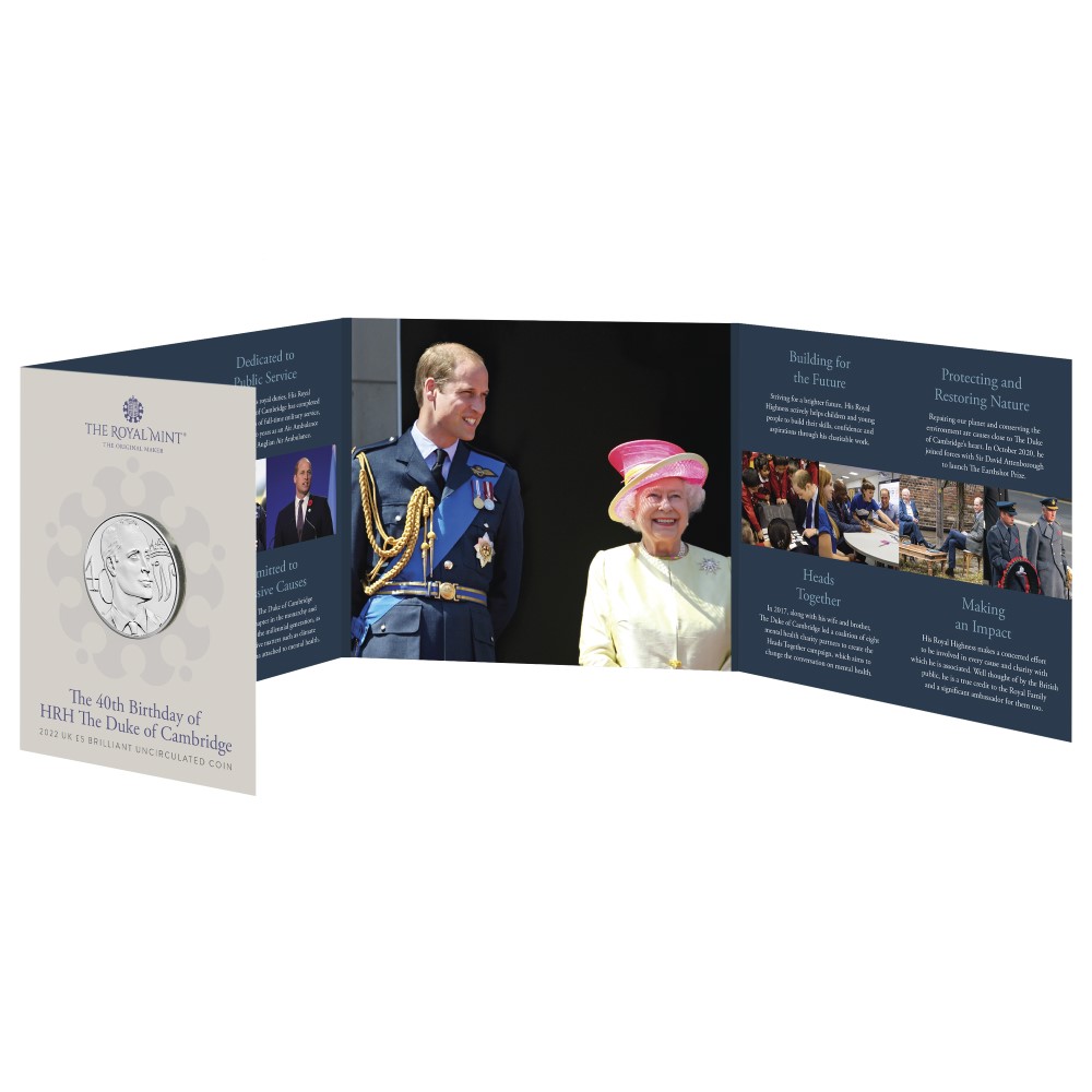 Pièces commémoratives 2022 célébrant les 40 ans du duc de Cambridge
