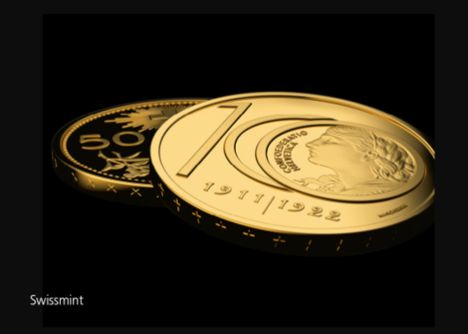 2022 50 francs gold coin “100 th anniversary last minting 10-franc Vreneli”