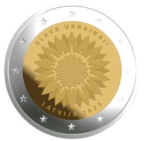 2023 €2 commemorative coin Ukrainian Sunflower from Latvia