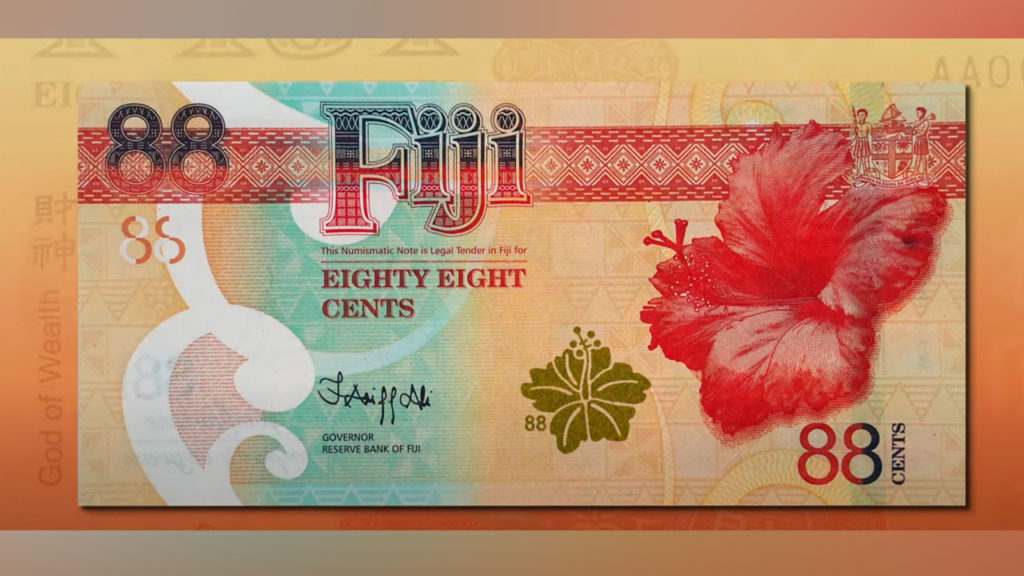 Billet commémoratif des Iles FIDJI de 88 cents
