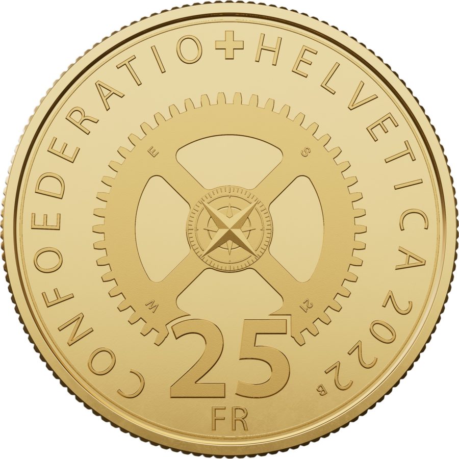 25 francs gold coin dedicated to Swiss watch industry