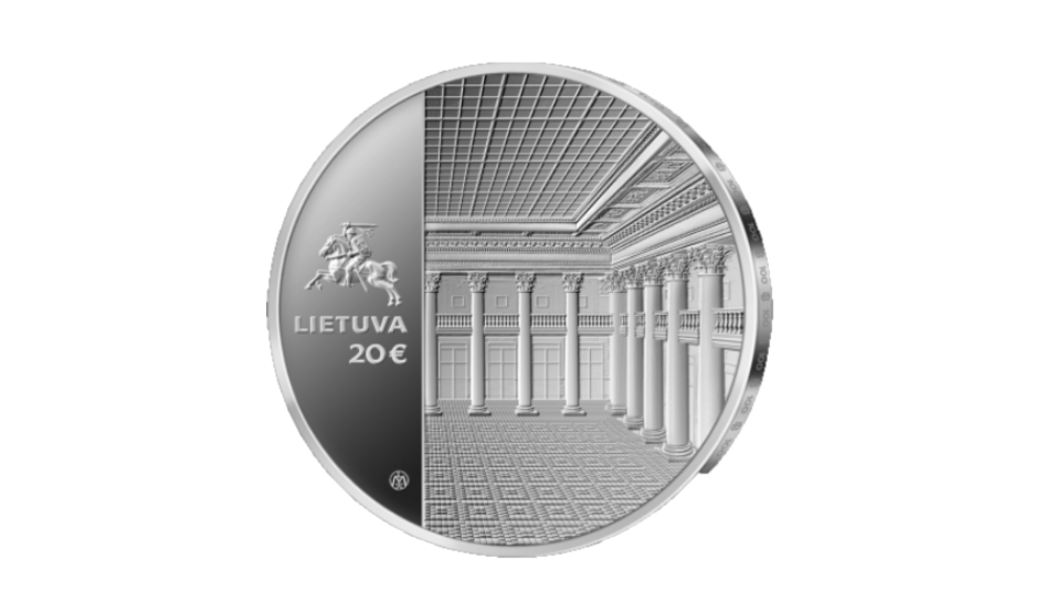 Euro coins celebrating 100 years of the Bank of Lithuania