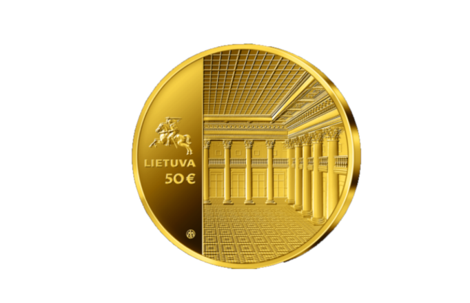 Euro coins celebrating 100 years of the Bank of Lithuania
