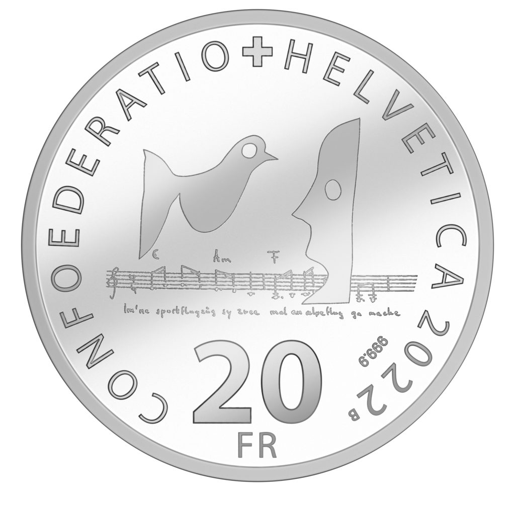 SWITZERLAND: silver 20 francs coin dedicated to comedian Mani MATTER