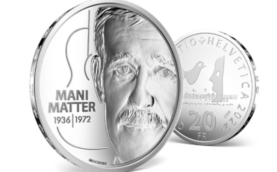 SWITZERLAND: silver 20 francs coin dedicated to comedian Mani MATTER