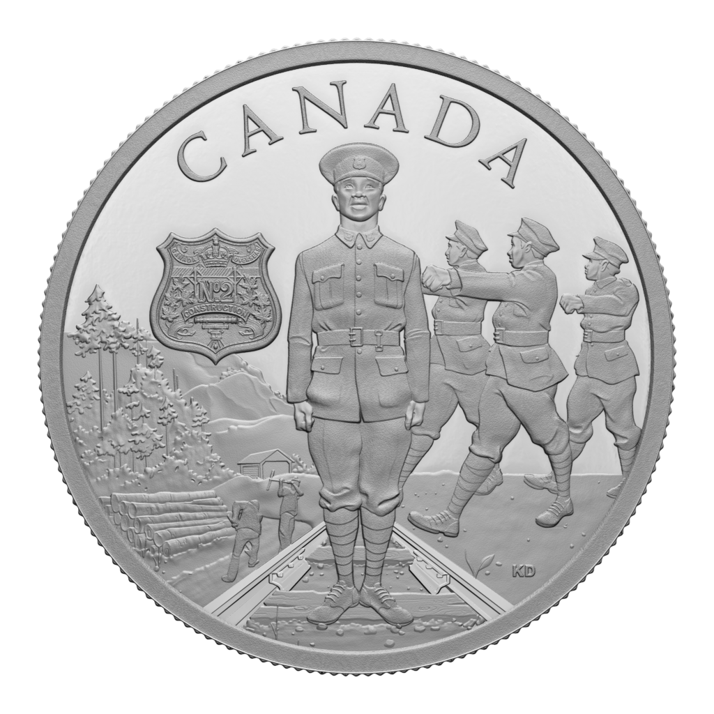 2023 silver $20 coin celebrating canadian No. 2 Construction Battalion