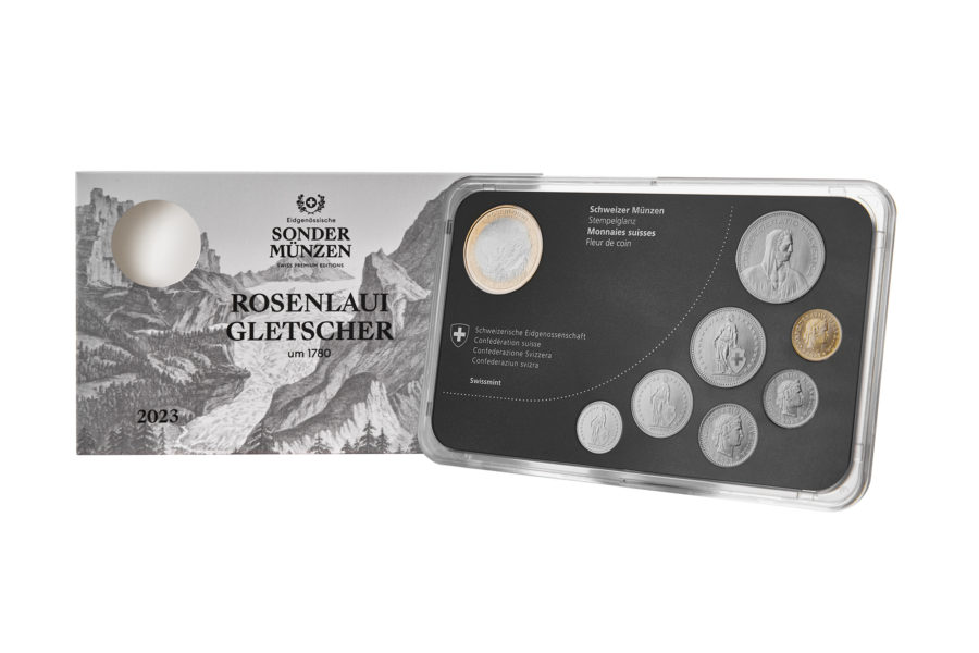 Nouvelle pièce suisse «Glacier de Rosenlaui» et sets monétaires 2023