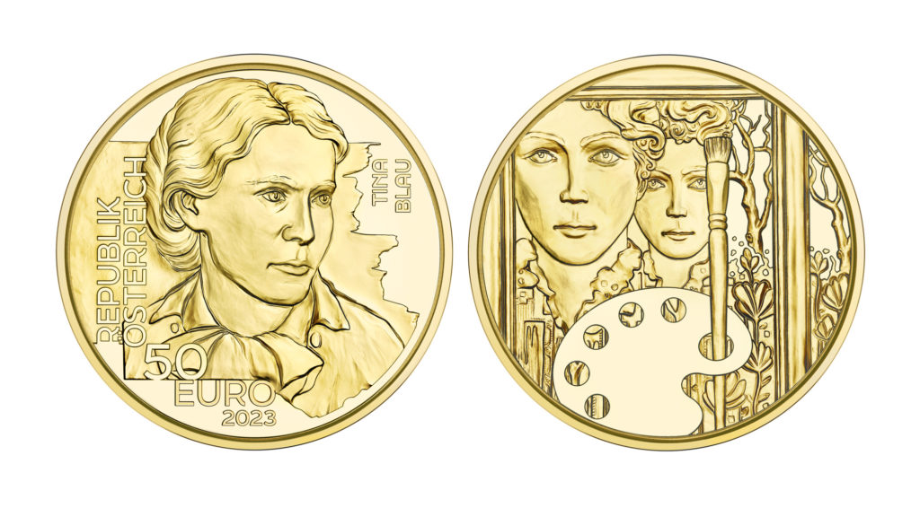 Pièce d'or de 50€ dédiée au peintre Tina BLAU - héroïnes méconnues d'Autriche