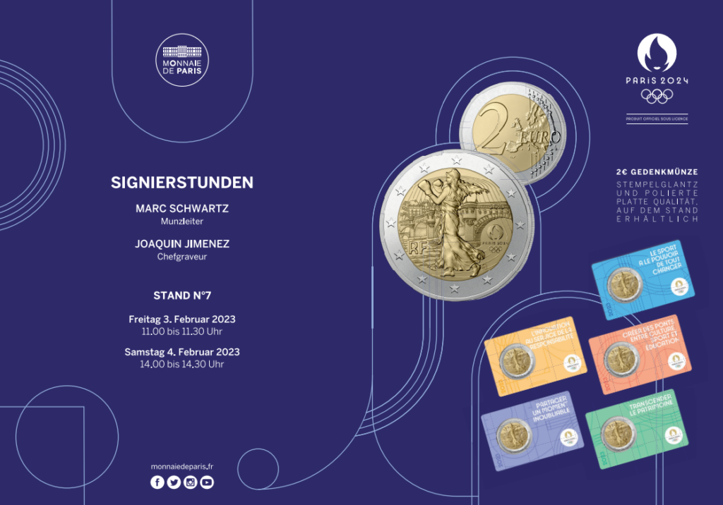 BERLIN WORLD MONEY FAIR: 2023 €2 BU olympics signed by Joaquin JIMENEZ