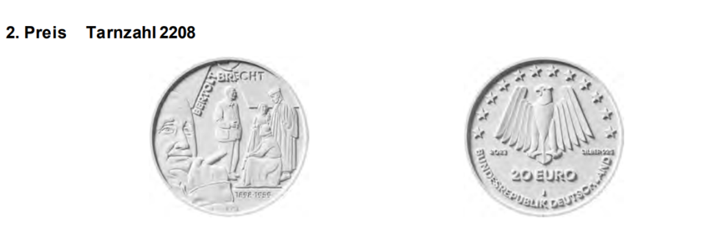 2023 €20 BERTOLT BRECHT silver coin - 125 years of his birth