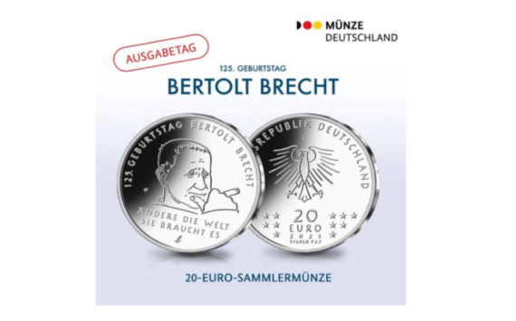 2023 €20 BERTOLT BRECHT silver coin – 125 years of his birth