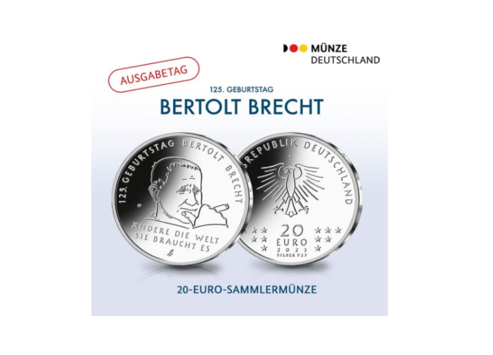 2023 €20 BERTOLT BRECHT silver coin – 125 years of his birth