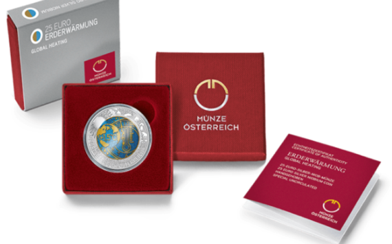 2023 €25 silver and nobium “global warming” Coin of Austria