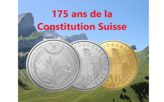 Pièces en or et en argent – 175 ans de la constitution suisse