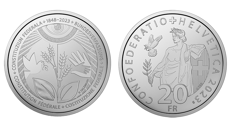 Gold and Silver Coins - 175 years of the Swiss Constitution